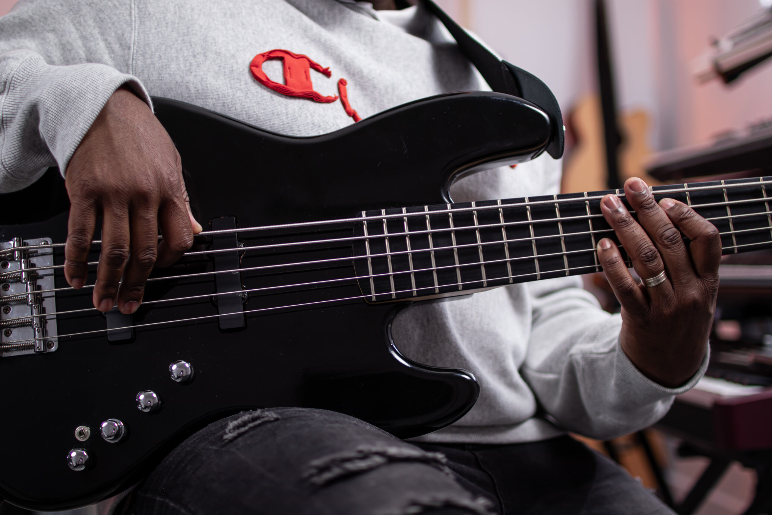 Playing bass